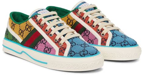 colourful gucci sneakers|Gucci denim sneakers.